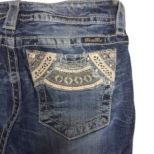 Miss Me Denim Jeans with Intricate Silver Accents